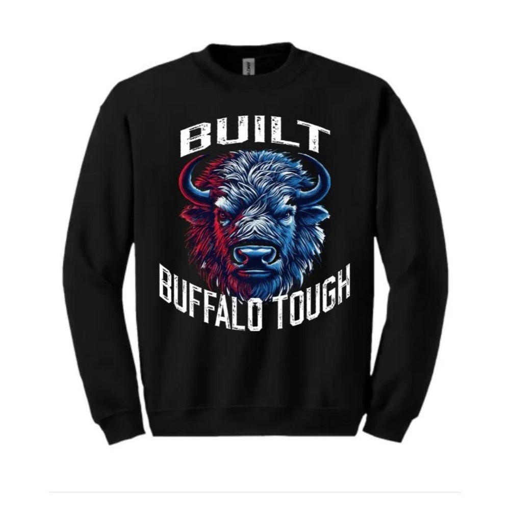 Built Buffalo Tough Black Crewneck